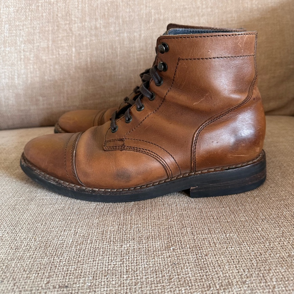 Thursday Everyday Captain Boots Mens 7 Brown Leather Ankle Cap Toe Lace Up
